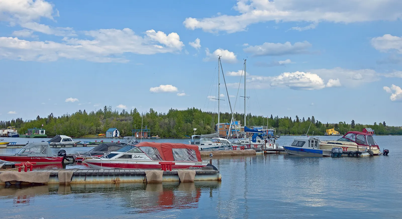 Boats in Yellowknife Bay from Old Town
