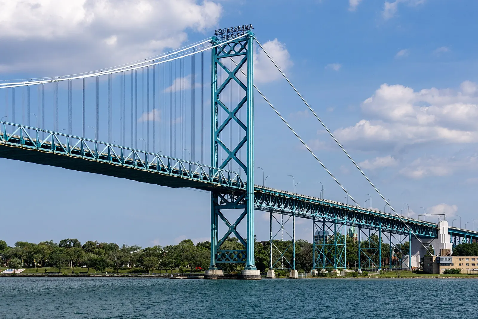 Ambassador Bridge over the Detroit River in Windsor