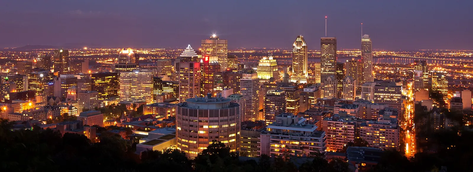 Montreal skyline at night from Mount Royal